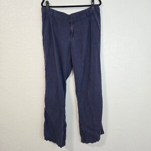 GAP Linen Wide Leg Pants Navy Blue Size 14 Casual Summer Lightweight